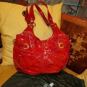 Francesco Biasia Red Patent Genuine Leather Bag